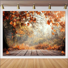 Lofaris Toile de fond de photographie paysage d'automne avec feuilles et bois, superbe décor naturel pour studio photo et portrait