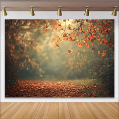 Lofaris Toile de fond de photographie paysage d'automne feuilles orangées, magnifique arrière-plan naturel pour studio photo