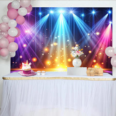 Lofaris Toile de fond de photographie lumières de scène dynamiques avec spots colorés et bokeh étincelant, véritable arrière-plan de fête
