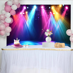 Lofaris Toile de fond de fête lumineuse avec projecteurs colorés, magnifique décor pour soirée dansante et studio photo