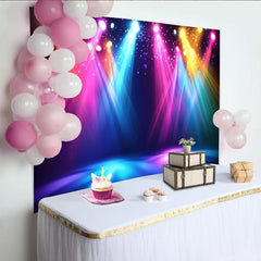 Lofaris Toile de fond de fête lumineuse avec projecteurs colorés, magnifique décor pour soirée dansante et studio photo