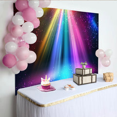 Lofaris Toile de fond de photographie abstraite à faisceaux lumineux arc-en-ciel et paillettes, arrière-plan de scène pour studio photo