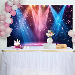 Lofaris Toile de fond scène lumineuse étincelante bleues roses et oranges, magnifique arrière-plan pour fête événement ou studio photo