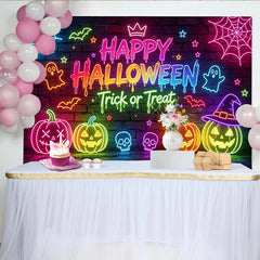 Lofaris Toile de fond Halloween néon citrouilles et fantômes, arrière-plan lumineux pour fête d'horreur et studio photo