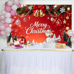 Lofaris Toile de fond de Noël rouge Joyeux Noël avec branches de sapin, magnifique décor festif pour célébrations de fin d'année