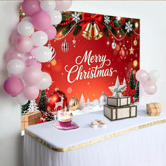 Lofaris Toile de fond de Noël rouge Joyeux Noël avec branches de sapin, magnifique décor festif pour célébrations de fin d'année