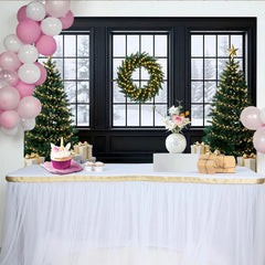 Lofaris Toile de fond de Noël élégante avec sapins illuminés et cadeaux, magnifique arrière-plan pour fête hivernale