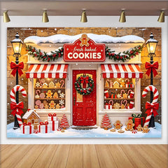 Lofaris Toile de fond de Noël magasin de biscuits et pain d'épices, magnifique décor festif pour photographie d'hiver