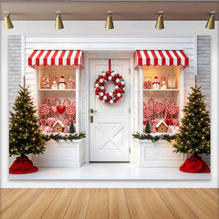 Lofaris Toile de fond de Noël avec bonbons et guirlande rouge et blanc, arrière-plan festif pour studio photo et fête d'hiver