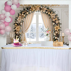 Lofaris Toile de fond de Noël élégante avec ornements dorés et flocons, magnifique arrière-plan festif pour studio photo d'hiver