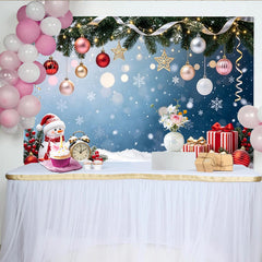 Lofaris Toile de fond de Noël avec bonhomme de neige et cadeaux, magnifique arrière-plan hivernal pour studio photo et fête