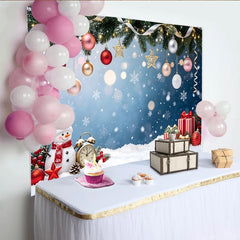 Lofaris Toile de fond de Noël avec bonhomme de neige et cadeaux, magnifique arrière-plan hivernal pour studio photo et fête