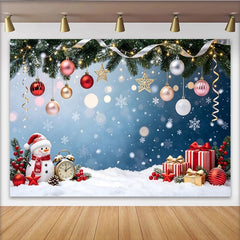 Lofaris Toile de fond de Noël avec bonhomme de neige et cadeaux, magnifique arrière-plan hivernal pour studio photo et fête