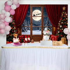 Lofaris Toile de fond de Noël avec père Noël et paysage hivernal enneigé, magnifique arrière-plan de fête pour studio photo