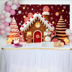 Lofaris Toile de fond de Noël maison en pain d'épices et bonbons, arrière-plan festif pour célébrations d'hiver et séances photo