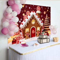 Lofaris Toile de fond de Noël maison en pain d'épices et bonbons, arrière-plan festif pour célébrations d'hiver et séances photo