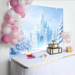 Lofaris Magnifique toile de fond de photographie de château de glace enneigé, paysage hivernal féerique pour studio photo
