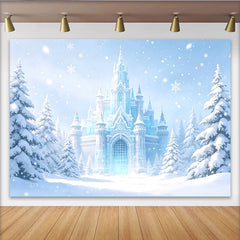 Lofaris Magnifique toile de fond de photographie de château de glace enneigé, paysage hivernal féerique pour studio photo