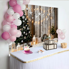 Lofaris Toile de fond de Noël avec sapin décoré et étoiles lumineuses, décor d'hiver pour studio photo et fêtes