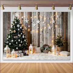 Lofaris Toile de fond de Noël avec sapin décoré et étoiles lumineuses, décor d'hiver pour studio photo et fêtes