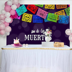 Lofaris Toile de fond Dia de los Muertos avec papel picado coloré et crânes, magnifique décor festif mexicain pour célébration