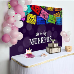Lofaris Toile de fond Dia de los Muertos avec papel picado coloré et crânes, magnifique décor festif mexicain pour célébration