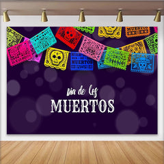 Lofaris Toile de fond Dia de los Muertos avec papel picado coloré et crânes, magnifique décor festif mexicain pour célébration