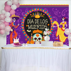 Lofaris Toile de fond Jour des Morts avec squelettes musiciens et danseurs, magnifique décor de fête mexicaine pour célébration festive