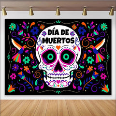Lofaris Toile de fond colorée Fête des Morts avec crâne en sucre et fleurs vibrantes, magnifique arrière-plan mexicain pour célébration
