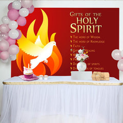 Lofaris Toile de Fond de Fête avec Colombe du Saint-Esprit et Flamme Rouge, Décoration de Célébration Religieuse Chrétienne