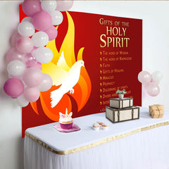 Lofaris Toile de Fond de F¨ºte avec Colombe du Saint-Esprit et Flamme Rouge, D¨¦coration de C¨¦l¨¦bration Religieuse Chr¨¦tienne