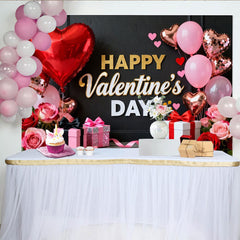Lofaris Toile de Fond de Fête Bonne Saint-Valentin Cœurs Rouges et Roses Cadeaux, Décoration de Célébration Romantique