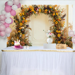 Lofaris Toile de Fond de F¨ºte Arche Florale Tournesol Rustique et Herbe de la Pampa, Mariage Boh¨¨me ou S¨¦ance Photo d'Automne