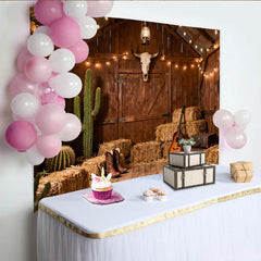 Lofaris Toile de fond style western avec cactus et bottes, decor rustique pour fete a theme country