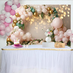 Lofaris Élégante toile de fond pour anniversaire ballons roses et or avec bokeh, magnifique décor de fête pour studio photo et célébrations