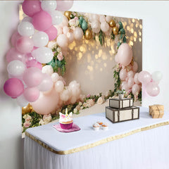 Lofaris Élégante toile de fond pour anniversaire ballons roses et or avec bokeh, magnifique décor de fête pour studio photo et célébrations
