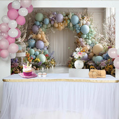 Lofaris Toile de fond florale pastel avec ballons et cage à oiseaux, magnifique arrière-plan de studio photo pour bébés et enfants