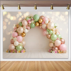 Lofaris Arche de ballons et fleurs pastel pour baby shower fille, élégant arrière-plan de photographie pour fête ou événement