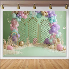 Lofaris Toile de fond pour anniversaire sirène avec ballons pastel et coquillages, décor féerique pour séance photo