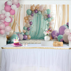 Lofaris Toile de fond anniversaire pastel avec arche de ballons et confettis, magnifique décor de fête pour studio photo