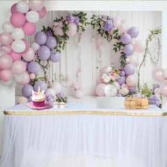 Lofaris Toile de fond pour baby shower avec ballons pastels et arches florales élégantes, charmant arrière-plan pour studio photo