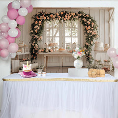 Lofaris Toile de fond de photographie avec arche de roses et fleurs, décor rustique pour séance photo et mariage