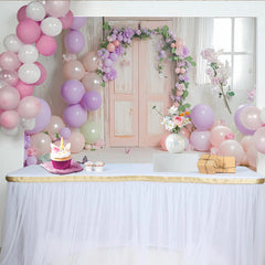 Lofaris Toile de fond de photographie printanière avec arche florale et ballons pastel, élégant décor pour studio photo et portrait de bébé