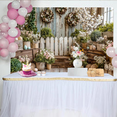 Lofaris Toile de fond de photographie de Pâques, décor rustique avec œufs et fleurs, magnifique arrière-plan en bois pour studio photo