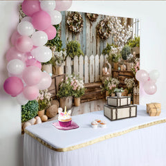 Lofaris Toile de fond de photographie de Pâques, décor rustique avec œufs et fleurs, magnifique arrière-plan en bois pour studio photo