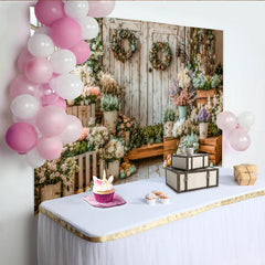 Lofaris Toile de fond de photographie de Pâques rustique avec fleurs pastel et œufs, charmant arrière-plan floral pour studio photo