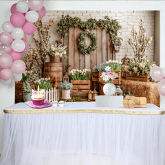 Lofaris Toile de fond de photographie printemps rustique avec fleurs blanches et bois, magnifique arrière-plan pour studio photo