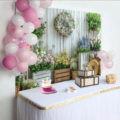 Lofaris Toile de fond de photographie florale rustique en bois blanc, élégant arrière-plan de printemps pour studio photo et événements