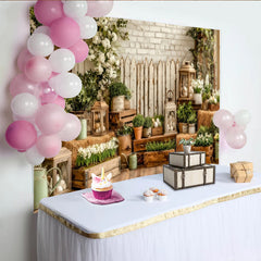 Lofaris Toile de fond de photographie printanière rustique avec fleurs et œufs, arrière-plan de jardin pour studio photo et événement