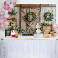 Lofaris Toile de fond de photographie rustique porte de grange en bois et verdure, magnifique décor naturel pour studio photo ou portrait